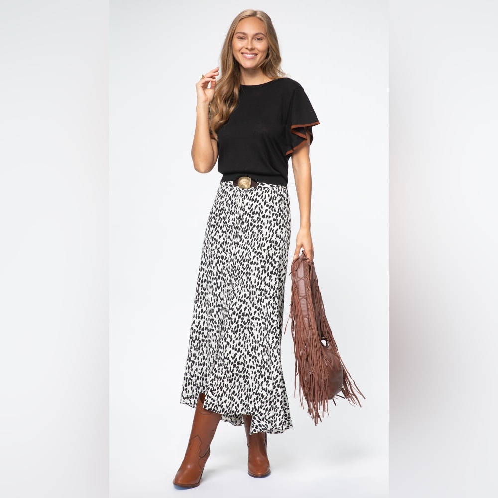 Black & White Animal Print Maxi Skirt